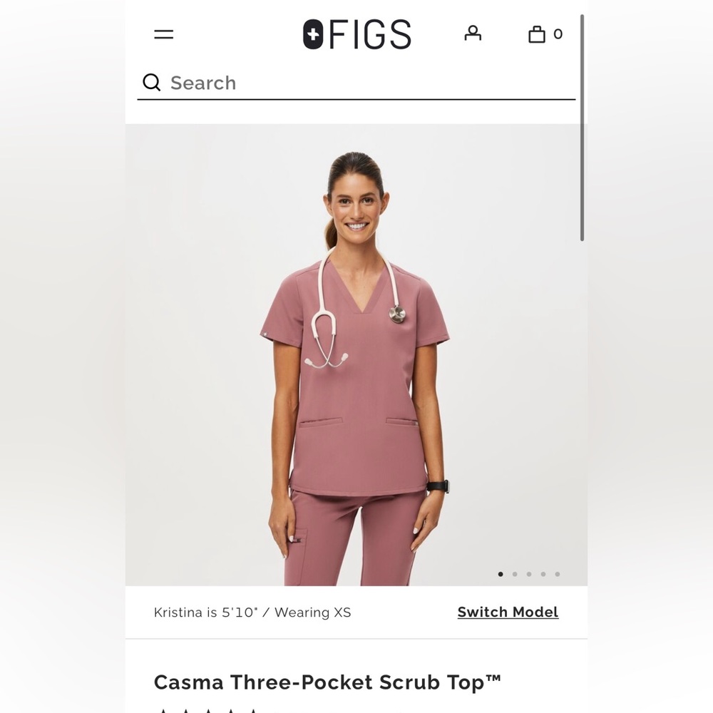 Figs 3 pocket scrub top XS in mauve